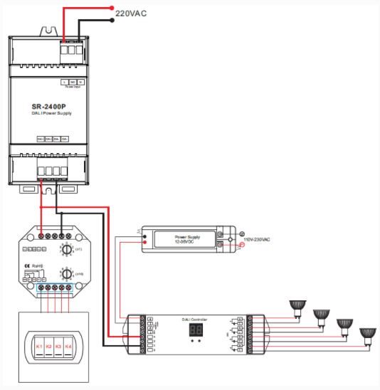 comment connecter alimentation dali